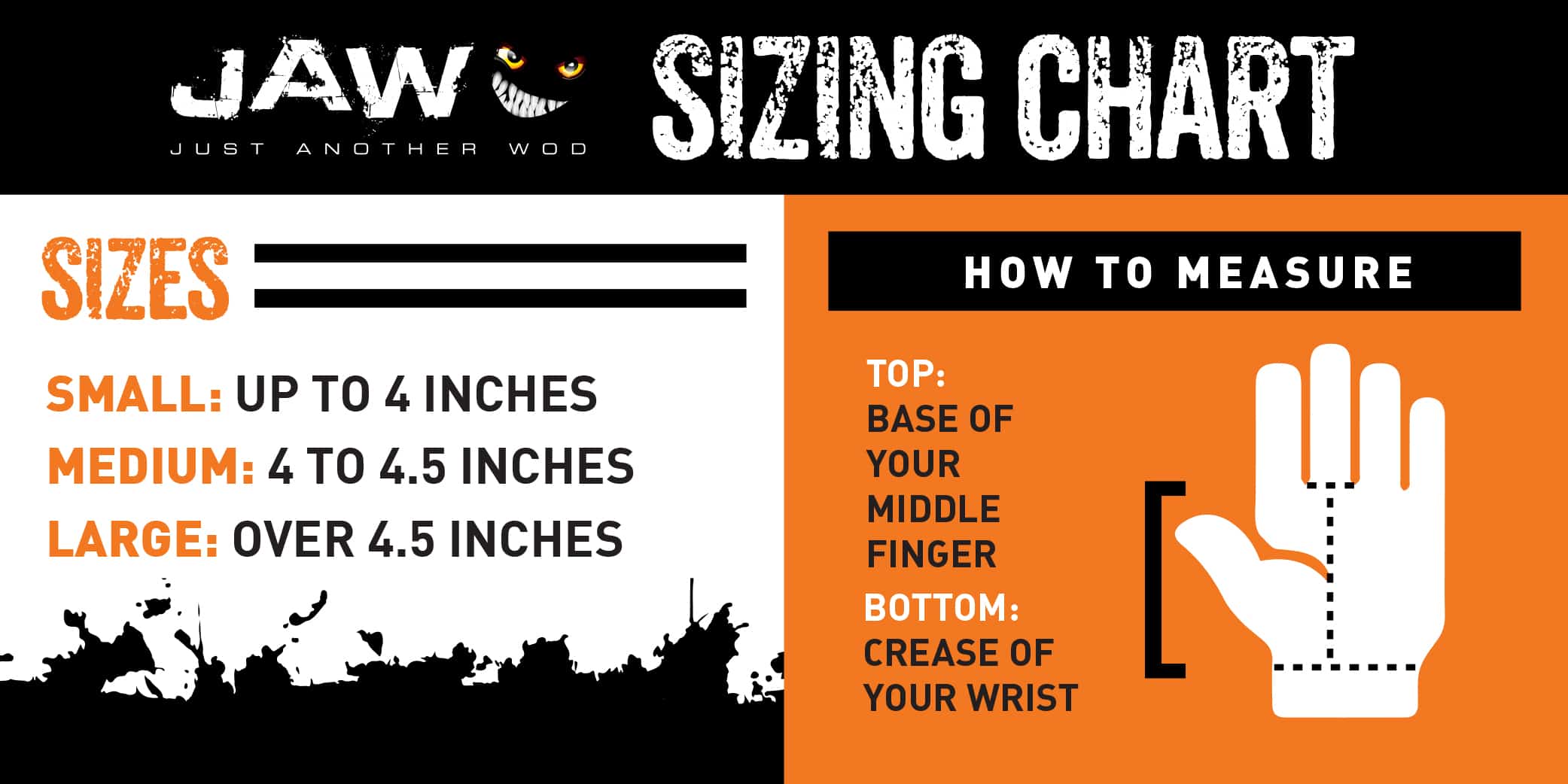 JAW Grips Sizing Chart ArmourUP Asia Singapore