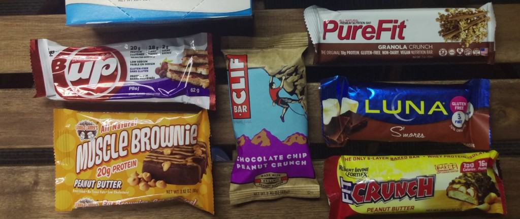 Snack Bar Quest B-Up FIT Crunch Atkins Purefit Lenny & Larry's Muscle Brownie Luna Bar Clif Bar