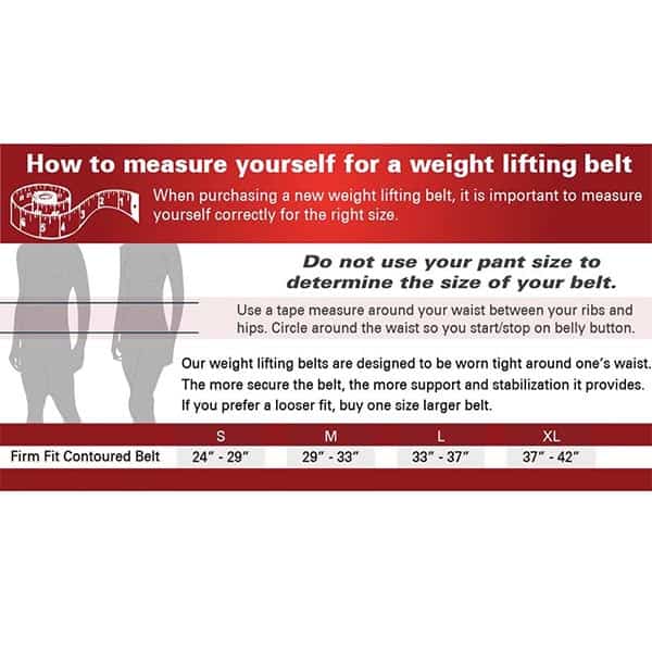 Harbinger Firm Fit Contour Lifting Belt Size Guide