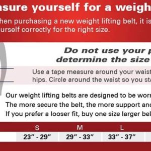 Harbinger Leather Belt Sizing Chart