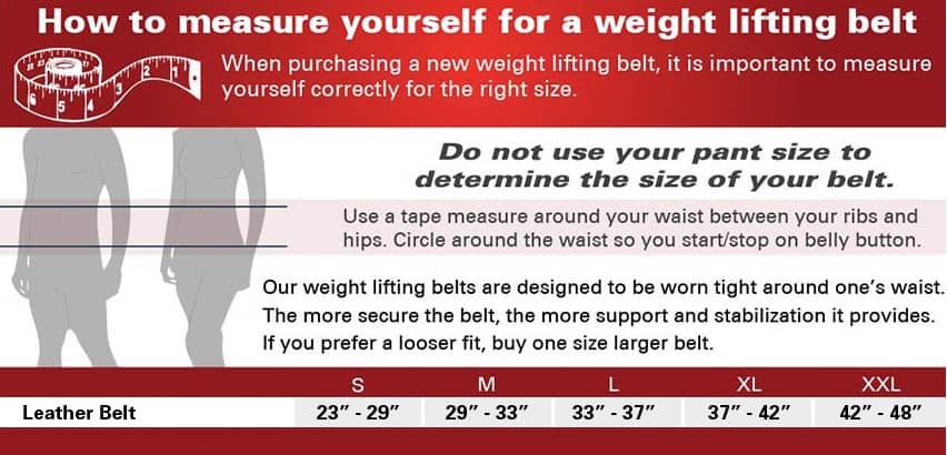 Harbinger Leather Belt Sizing Chart