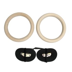 Wood Gymnastic Gym Rings with Adjustable Buckles Straps